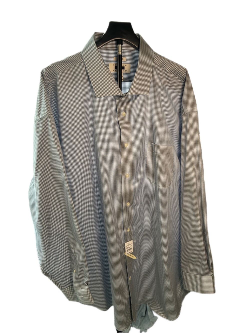 New Joseph Abboud Tall Men's Navy and White Micro-Check Dress Shirt